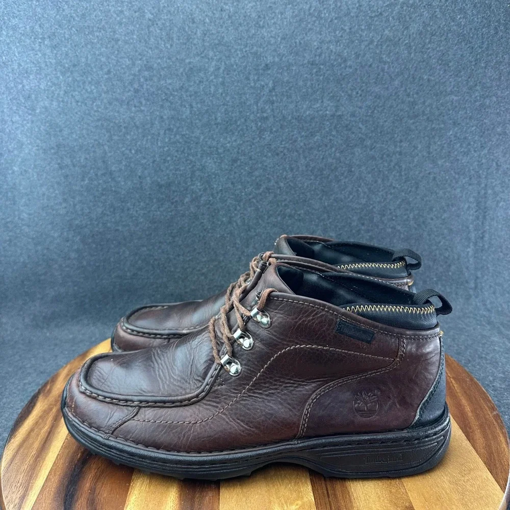 Timberland Mens Genuine Leather Moc Toe Work Boot Shoes Sz 12M Brown 79501 retro